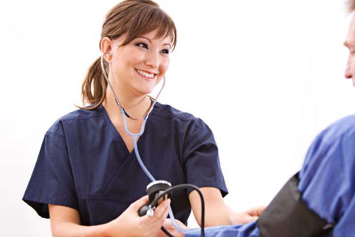 nurse taking blood pressure